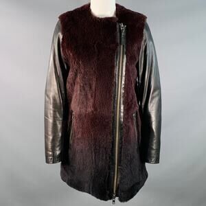 MACKAGE Size XS Black Brown Lambskin Leather Rabbit Fur Ombre Zip Jacket